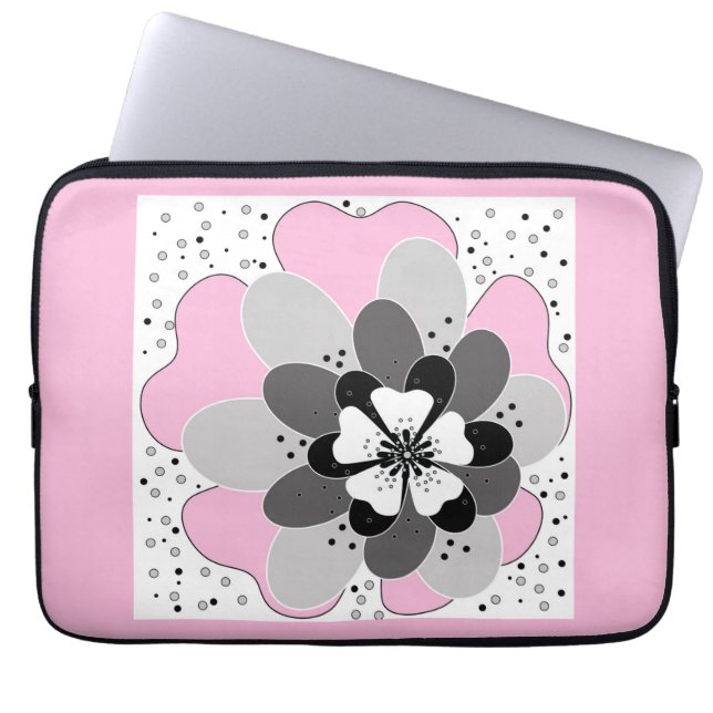 Rosa blommor vår sommar laptop fodral (Framsidan)