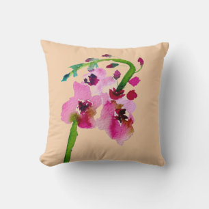 Rosa Blommor Verbascum blommigt konst Kudde