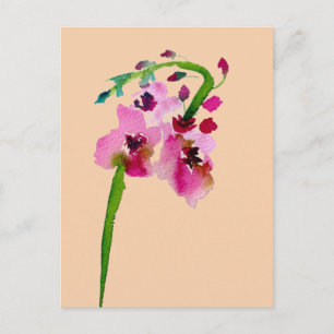 Rosa Blommor Verbascum blommigt konst Vykort