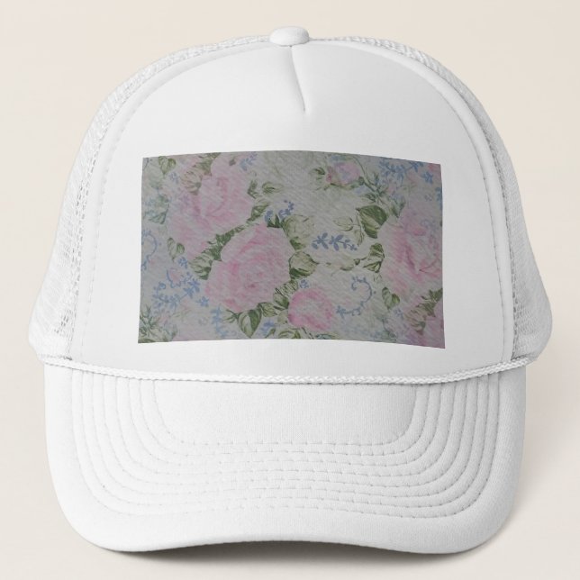 Rosa blommor vintage keps (Framsida)