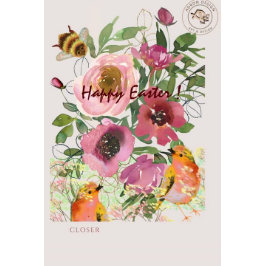 Rosa blommor vit påsk  julkort