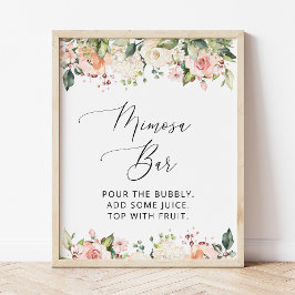 Rosa blommor, Vita blommor, Boho, Mimosa Bar Poster