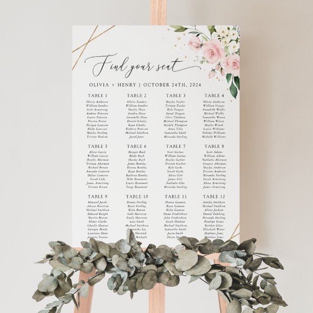 Rosa blommor, vita blommor, Boho, sittplatskarta Poster (Skapare uppladdad)