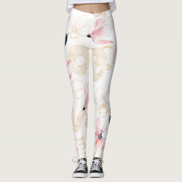 Rosa Blommorm mönster Leggings