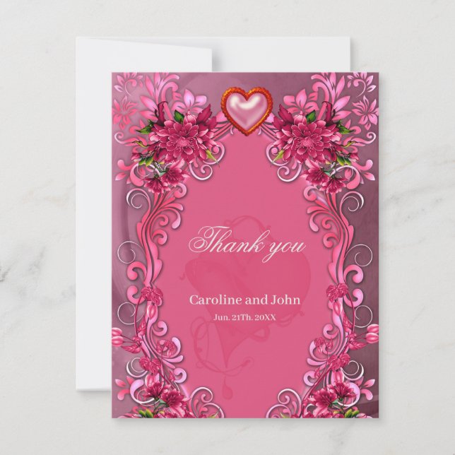 Rosa blommors elegans tack kort (Framsida)