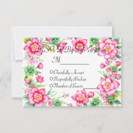 Rosa blommssvarskort utan måltidsalternativ OSA kort