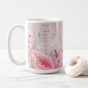 rosa Blommusik lakan kaffe mugg
