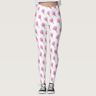 Rosa blomning blomma ritning leggingar leggings