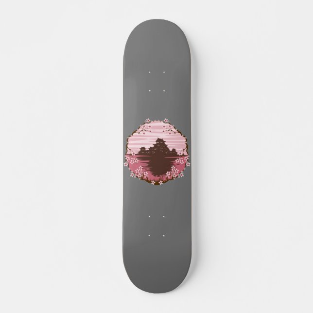 Rosa blomning mini skateboard bräda 18,5 cm (Framsida)