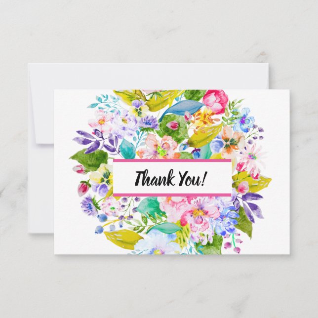 Rosa blomromantisk bröllop tack kort (Framsida)