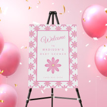 Rosa blomster baby shower välkomst