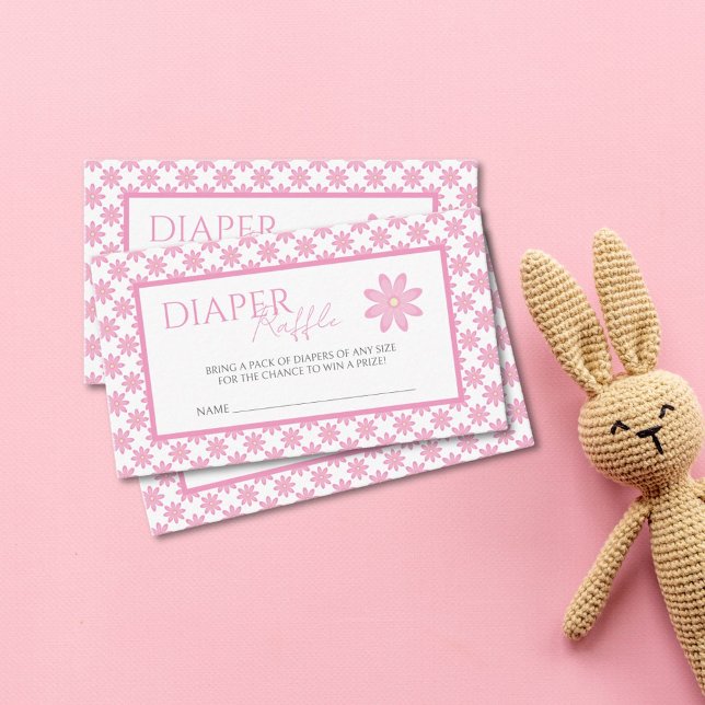 Rosa blomster Babyshower blöjraffle  Tilläggskort (Skapare uppladdad)