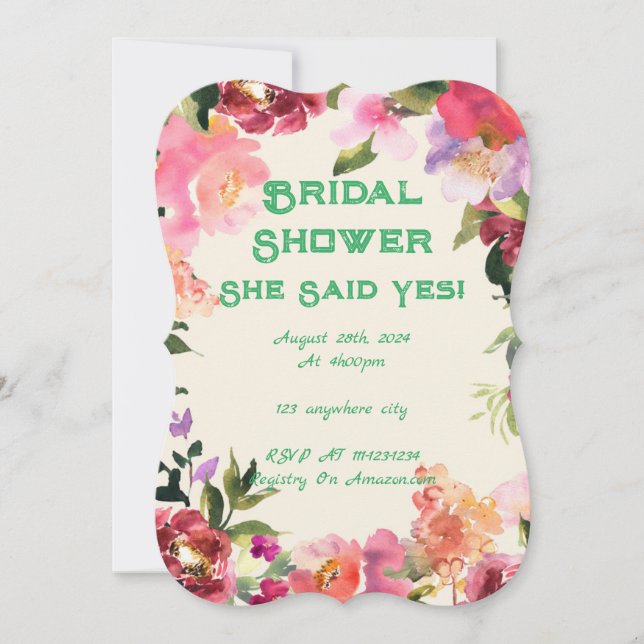 Rosa blomster Botanisk bröllopsfestinbjudan Spara Datumet (Framsida)