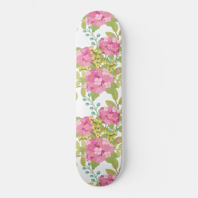 Rosa blomster botaniska blommor blad mini skateboard bräda 18,5 cm (Framsida)