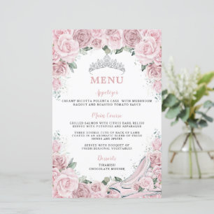 Rosa blomster Cinderella Sweet 16 Quinceanera Meny