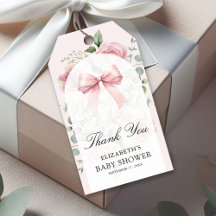 Rosa blomster Coquette Bow Baby Shower Tacksamhets