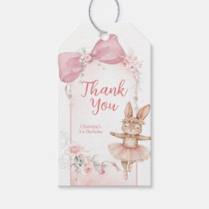 Rosa blomster Coquette Bow kanin Presentetikett