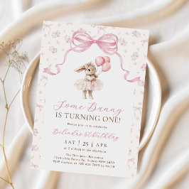 Rosa blomster coquette slinga kanin 1-årsdag inbjudningar