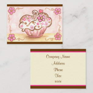 Rosa Blomster Cupcake Bageri Visitenkort Visitkort