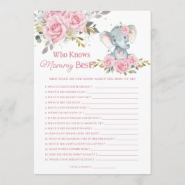 Rosa blomster elefant som vet vem som känner mamma anteckningskort
