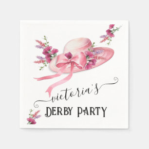 Rosa blomster Hatt Derby Bröllopsdusch Pappersservett