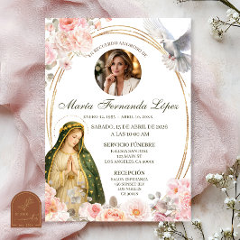 Rosa blomster Lady of Guadalupe katolsk spansk kul Inbjudningar