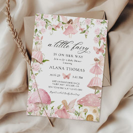 Rosa blomster magisk fe baby shower inbjudan
