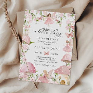 Rosa blomster magisk fe baby shower inbjudan