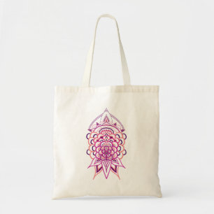 Rosa blomster Mandala Canvas Tote Väska Estetisk