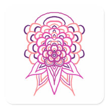 Rosa blomster-mandala vinyldekal | Estetisk boho