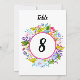 Rosa blomster romantisk bröllopsbord nummer inbjudningar