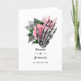 Rosa blomster skelett gotiskt bröllopsprogram program