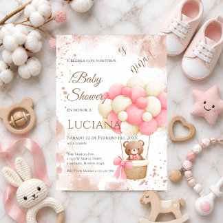 Rosa blomster spanskt baby shower flicka inbjudan