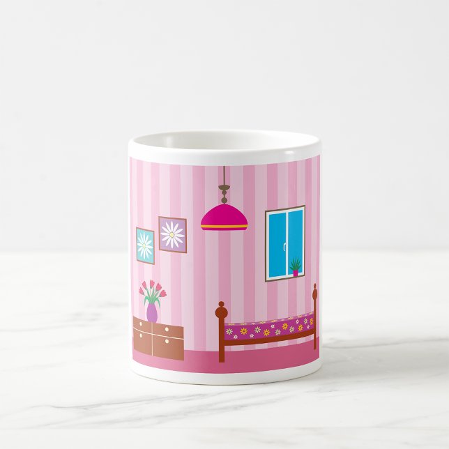 Rosa blomster taksäng barnrum kaffemugg (Skapare uppladdad)