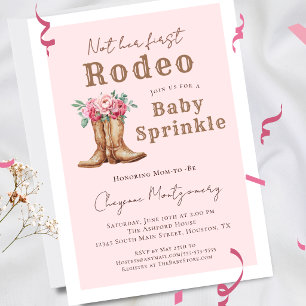 Rosa blomster västerländsk cowgirl baby sprinkle inbjudningar