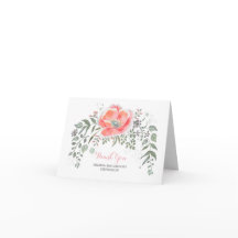 Rosa blomster vintage bröllop tackkort