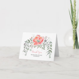 Rosa blomster vintage bröllop tackkort