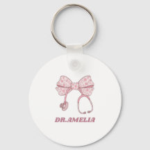 Rosa blomsterbåge Stetoskop Doktors namn design