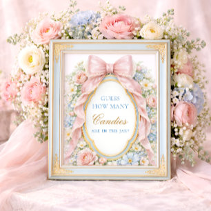 Rosa blomsterband baby Gissa hur många godisar Poster