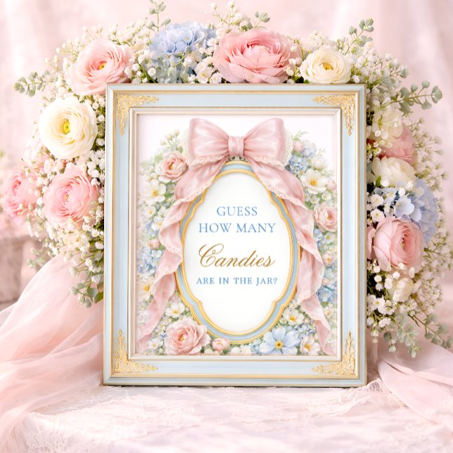 Rosa blomsterband baby Gissa hur många godisar Poster (Skapare uppladdad)