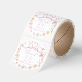 Rosa blomsterband Baby in Bloom Baby Shower Runt Klistermärke