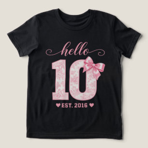 Rosa blomsterband och tio festsaker Hej 10-års f T Shirt