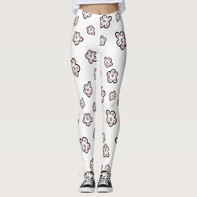 rosa blomsterbensin leggings (Framsida)