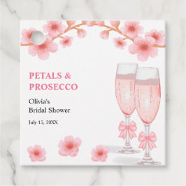 Rosa blomsterblad och Prosecco bröllopsdusch Gåvor Etiketter