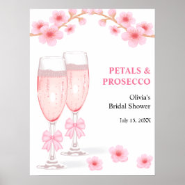 Rosa blomsterblad och Prosecco bröllopsfest Poster