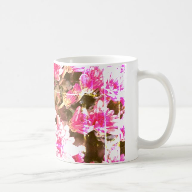 Rosa blomsterblomningsmönster – Mjuk botanisk desi Kaffemugg (Höger)
