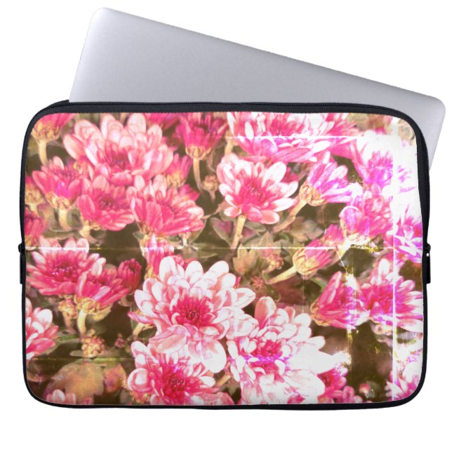 Rosa blomsterblomningsmönster – Mjuk botanisk desi Laptop Fodral (Framsidan)
