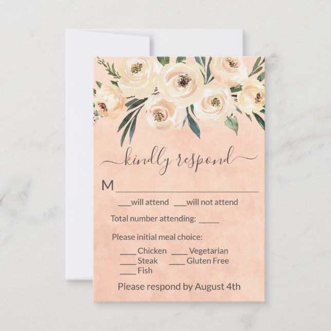 Rosa blomsterbröllop RSVP-kort OSA Kort (Framsida)