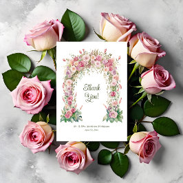Rosa blomsterbröllopsbåge vår tack kort
