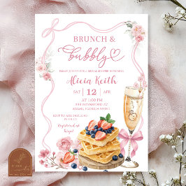 Rosa blomsterbröllopsbrunch med bubbel inbjudningar